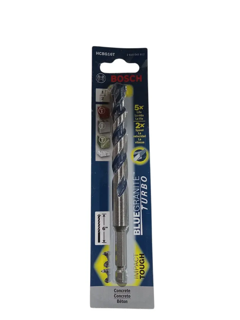 Robert Bosch Bosch Bluegranite Turbo 1/2 In. X 6 In. L Carbide Tipped Hammer Bit 1 Pc. 1