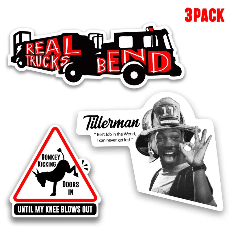 Truck Tillerman 3 Pack Firefighter Helmet Sticker 1